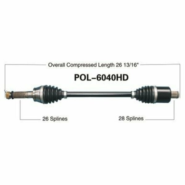 Wide Open Heavy Duty CV Axle for POL HD REAR L/R RANG 570/RZR/900/1000/DIE POL-6040HD